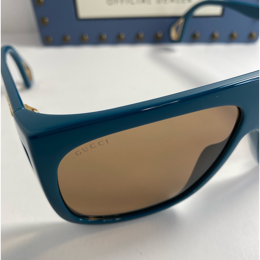 New  Gucci Women GG0468S-30006410005 Fashion 57mm Light Blue Sunglasses - Picture 6 of 12